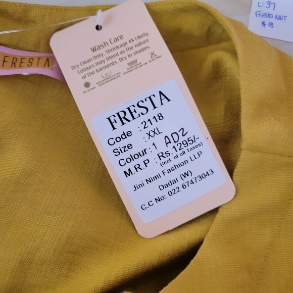 NWT FRESTA Dark Yellow Embroidered Long Slit Tunic - Picture 2 of 7